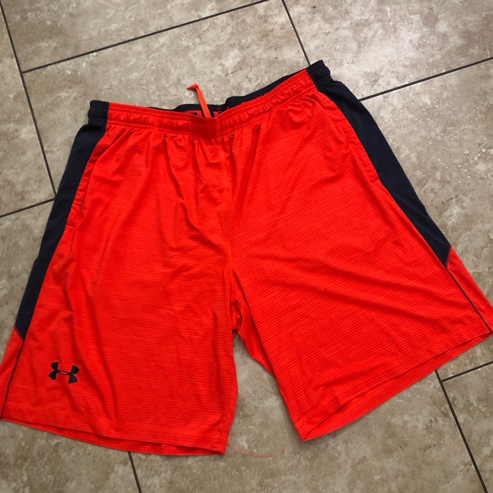 Under Armour Men's Bright Red and Black Athletic Shorts